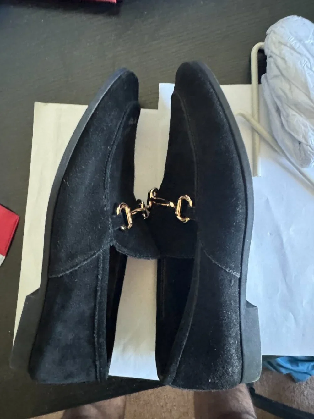 ASOS Office Suede Black/Mens/Gold Loafers. Size 9US/8UK/42EU.